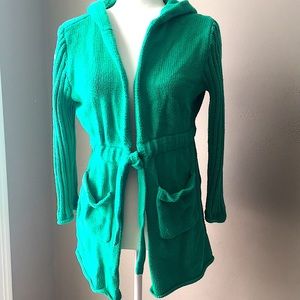 Green hooded sweater
